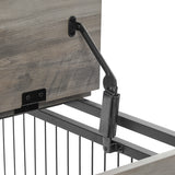 Furniture Style Dog Crate Side Table on Wheels with Double Doors and Lift Top.Grey,38.58''w x 25.5''d x 27.36''h - V.I.P Digital Presence