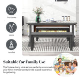 TREXM 3-piece retro cutlery set, rectangular stand table, and 2 wooden stools for 4 people (gray) - V.I.P Digital Presence