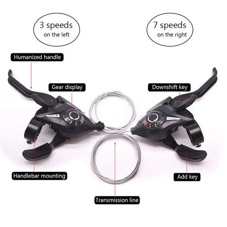 Bike Derailleurs 3x7 21 Speed Switch MTB Bicycle Shifter Levers Brake with Shift Cable Cycling Disc Handle for Bike Trekking - V.I.P Digital Presence