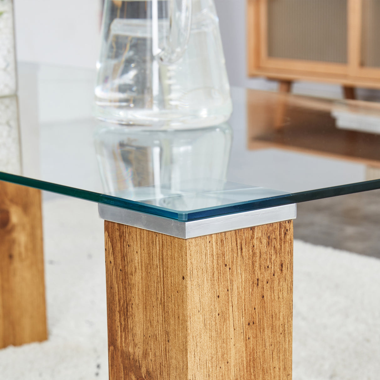 Glass-Top Coffee Table tea table with MDF Legs - Stylish Blend of Elegance and Durability 44.9"*21.7"*16.9"