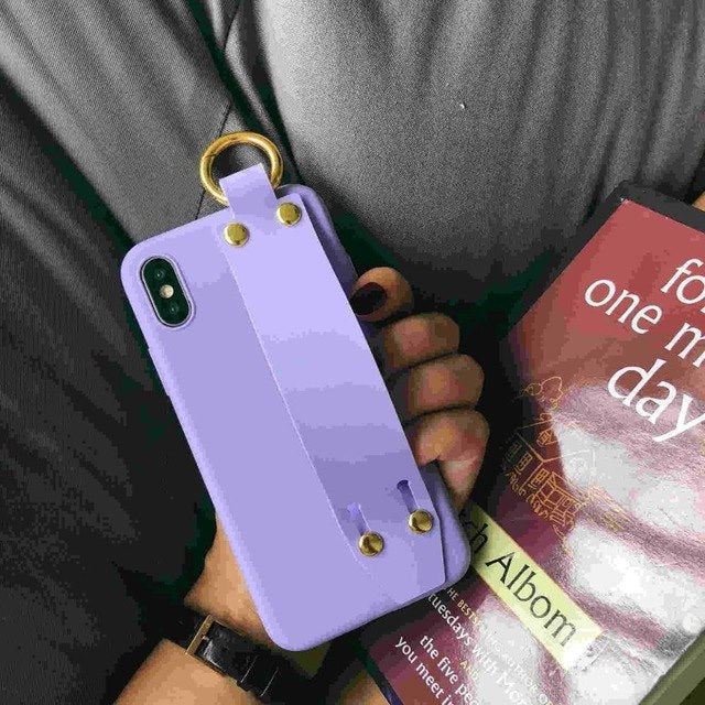 Plain Case Grip Strap For iPhone X 6s 6 8 Plus 7 Kickstand Holder Finger Ring Purple Matte Soft Silicon Capa - V.I.P Digital Presence