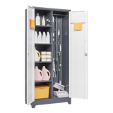 Metal storage cabinets, lockable cleaning tool cabinets, high broom tool organizers, and large storage cabinets in storage store - V.I.P Digital Presence