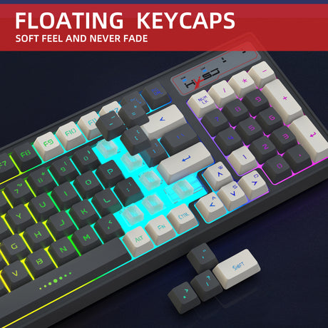 Gaming keyboard RGB backlight two-color keycaps gray and white double color 2.4G wireless membrane keyboard - V.I.P Digital Presence