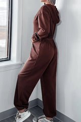 Full Size Drawstring Long Sleeve Jumpsuit - V.I.P Digital Presence