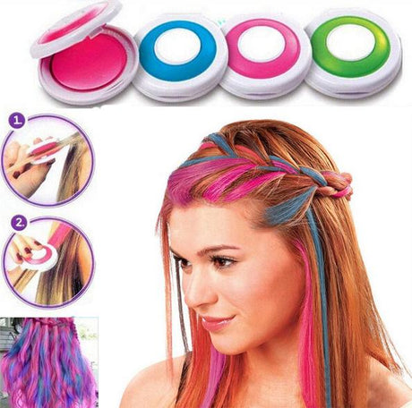 Hair Dying Chalk Temporary Hair Powder Soft Salon Hair Color DIY Salon 4 Colors optional one time use - V.I.P Digital Presence