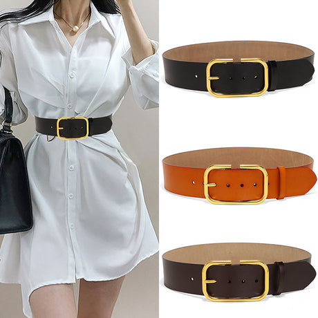 Ladies' cowhide wide waistband waistband decorative skirt windbreaker belt waistband - V.I.P Digital Presence