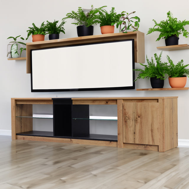 ModernTV stand suitable for TVs under 80 inches, media console with multifunctional storage, and LED lights - V.I.P Digital Presence