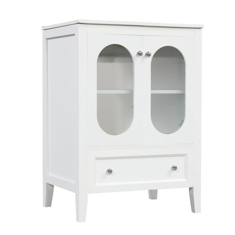 24" Bathroom Vanity with Sink, Bathroom Vanity Cabinet with One Drawer and Doors, Adjustable Shelf, Solid Wood and MDF, White - V.I.P Digital Presence