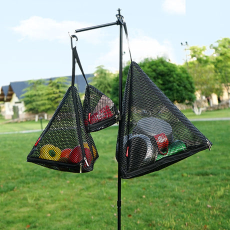 Outdoor triangular sun drying net, foldable storage net, camping hanging net, storage basket, PVC hanging net bag - V.I.P Digital Presence