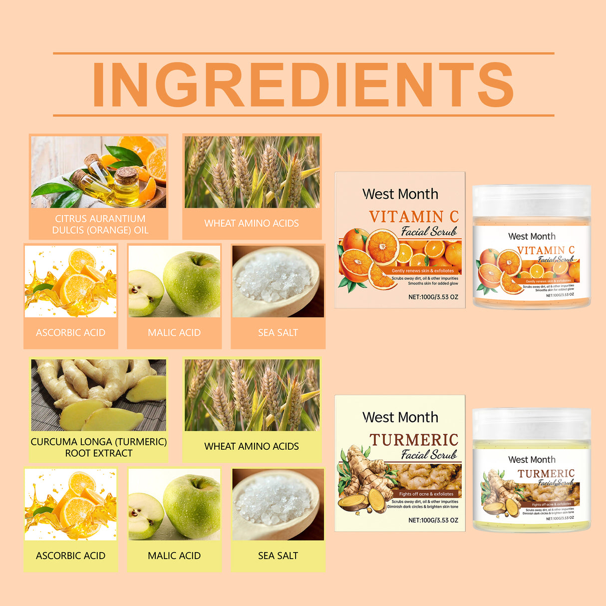 Facial Scrub Gently Cleanses Facial Skin, Exfoliates, Moisturizes, Moisturizes And Brightened