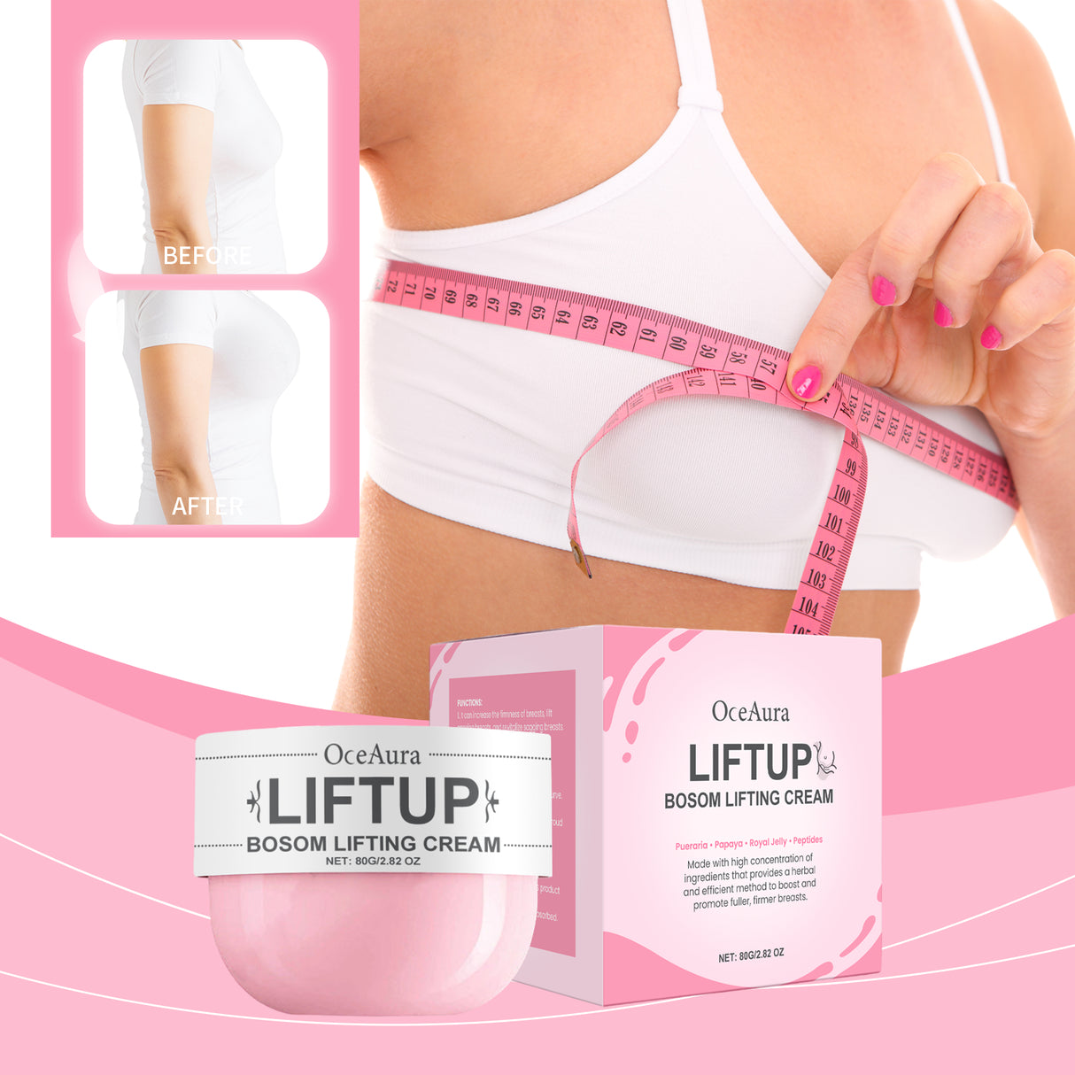 Pueraria Papaya Breast Firming Cream, Moisturizing And Firming Chest Skin Daily Massage Care Cream