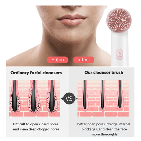 2-Speed 2-In-1 Silicone Facial Cleanser Sonic Vibration Face Wash Brush Electric Face Wash Pore Cleanser - V.I.P Digital Presence