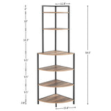 6-story corner open bookshelf modern bookshelf wooden frame independent bookshelf unit, country brown - V.I.P Digital Presence
