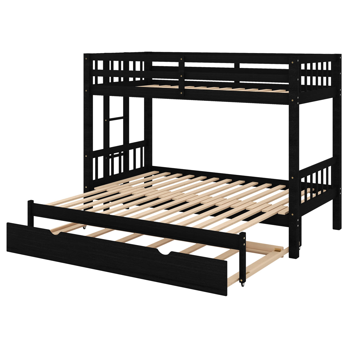 Twin over Pull-out Bunk Bed with Trundle  Espresso