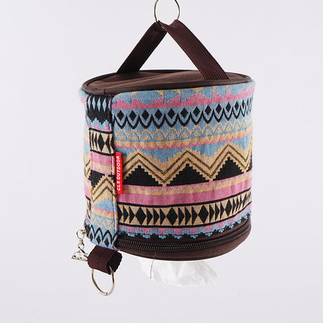 Outdoor camping folding ethnic style paper box storage bag car roll paper tissue box small cloth bag storage bag - V.I.P Digital Presence
