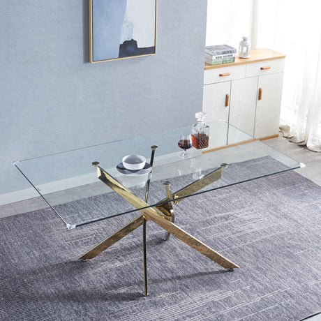 Rectangular Tempered Glass Dining Table, Modern Dining Room Interior Design, For 6 People - V.I.P Digital Presence