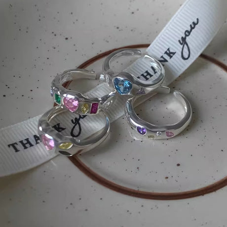 Dopamine love colored zircon diamond ring female niche index finger high-end fashion personality open ring - V.I.P Digital Presence