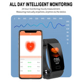 1.14 Pulsera inteligente con monitor de ritmo cardíaco, presión arterial y clima, reloj inteligente resistente al agua para hombres, mujeres y niños.