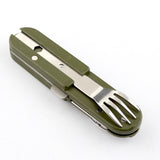 Cuchillo plegable para acampar, tenedor y cuchara combinados, vajilla de acero inoxidable, cuchillo y tenedor multifunción, desmontaje y montaje de vajilla. 