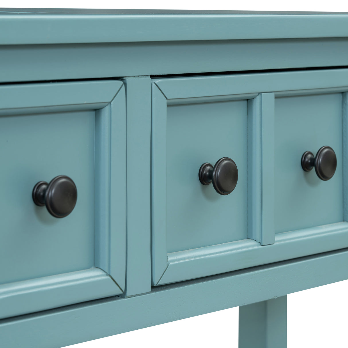 TREXM Rural Entrance Console Table 60 "Long Sofa Table with Two Different Size Drawers and Bottom Shelves for Storage (Turquoise