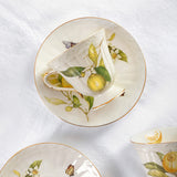 European - style Elegant Lemon Espresso Cups Set: Includes Tea Cups, Saucers, Ceramic Mugs, and a Dessert Plate - V.I.P Digital Presence