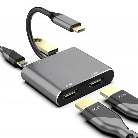 Type-C hub to dual HDMI PD USB3.0 hub for mobile phones, laptops, and multi port docking stations - V.I.P Digital Presence
