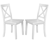 Orisfur 5 Pieces Dining Table and Chairs Set for 4 Persons Kitchen Room Solid Wood Table with 4 Chairs MDF + White + Solid Wood