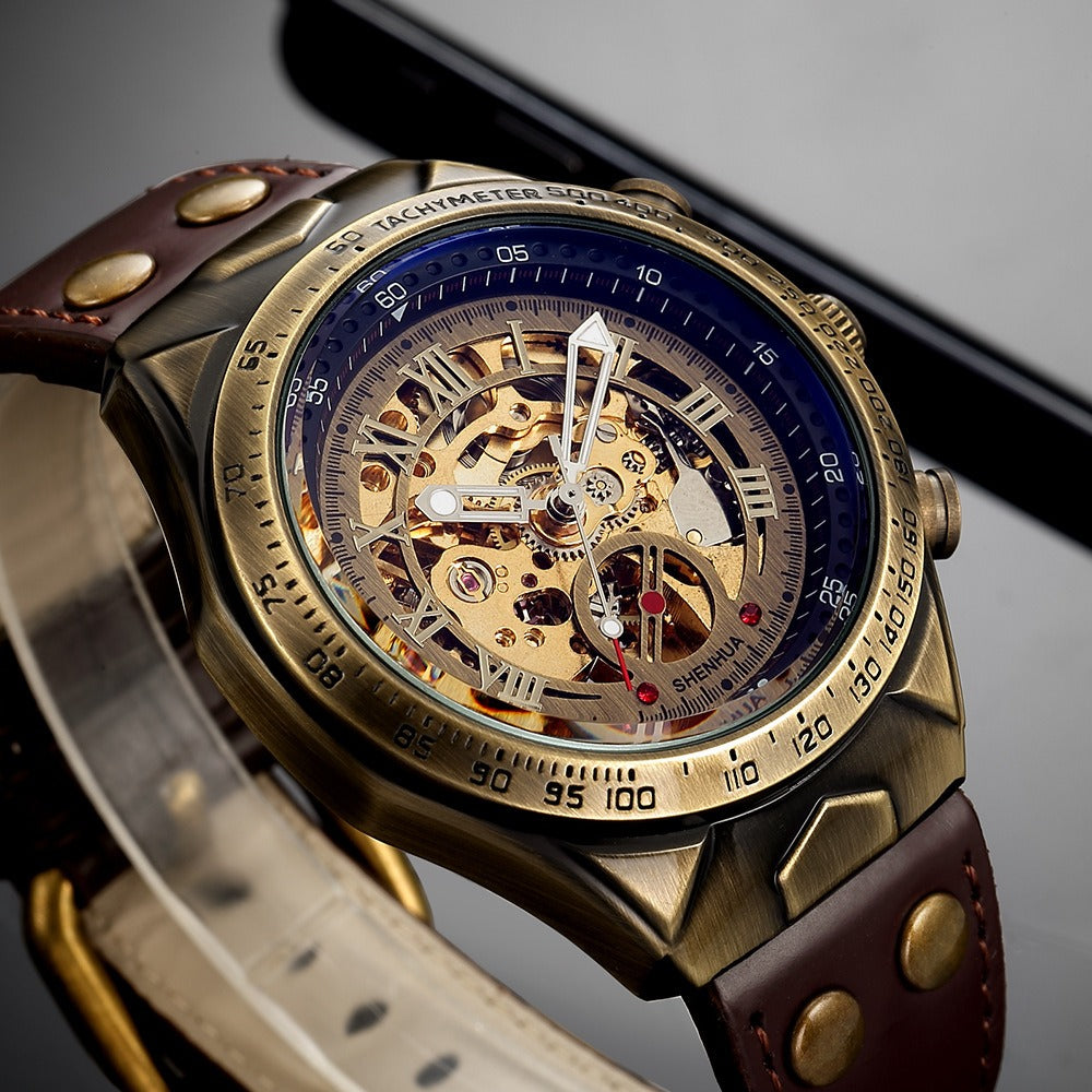 SHENHUA Men's Fashion Hollow out Watch Antique Fully Automatic Mechanical Watch - V.I.P Digital Presence