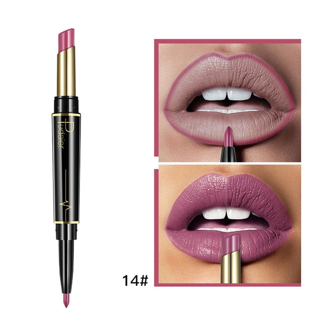 Matte Lipstick Wateproof Double Ended Long Lasting Lipsticks Brand Lip Makeup Cosmetics Nude Dark Red Lips Liner Pencil - V.I.P Digital Presence