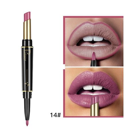 Matte Lipstick Wateproof Double Ended Long Lasting Lipsticks Brand Lip Makeup Cosmetics Nude Dark Red Lips Liner Pencil - V.I.P Digital Presence