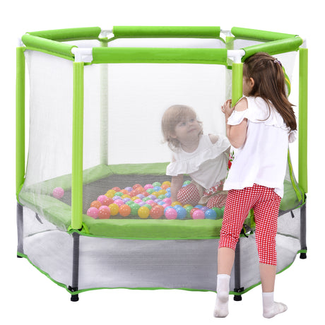 55'' Toddlers Trampoline with Safety Enclosure Net and Balls, Indoor Outdoor Mini Trampoline for Kids - V.I.P Digital Presence