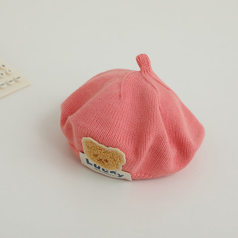 Children Spring and Autumn Beret Baby Cute Bear Hat Korean Version Male and Female Baby Corduroy Painter Hat - V.I.P Digital Presence