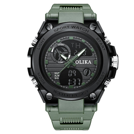 Men's dual display waterproof electronic watch, outdoor sports timing multifunctional quartz electronic watch, shock resistant student watch - V.I.P Digital Presence