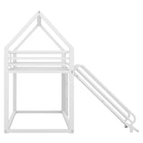 Twin over Twin House Bunk Bed with Ladder and Slide,White - V.I.P Digital Presence