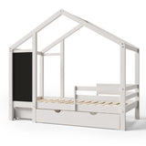 Full House Bed with Blackboard and Drawers Two assembly options White - V.I.P Digital Presence