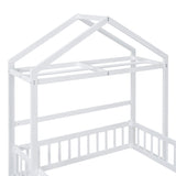 Wooden Full Size Children's Bed with Detachable Headboard and Integrated Clothes Drying Rack, White - V.I.P Digital Presence