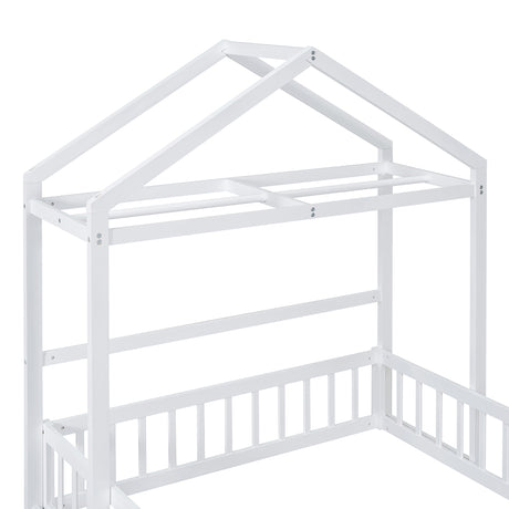 Wooden Full Size Children's Bed with Detachable Headboard and Integrated Clothes Drying Rack, White - V.I.P Digital Presence