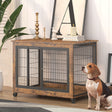 Furniture Dog Cage Crate with Double Doors, Rustic Brown, 38.58'' W x 25.2'' D x 27.17'' H - V.I.P Digital Presence