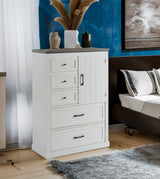 Farmhouse 5 drawer bedroom dressing table, high drawer cabinet white wooden bedroom dressing table. - V.I.P Digital Presence