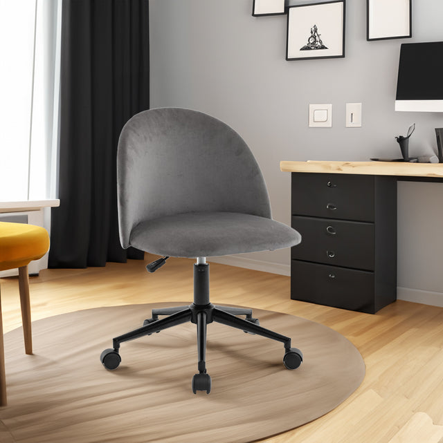 Velvet fabric office chair, mid back adjustable rotating computer chair, black legs, cushioned office chair with wheels - V.I.P Digital Presence