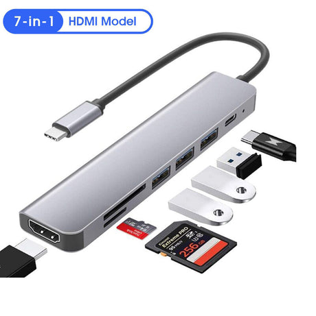 7-in-1 docking station type-c converter suitable for laptop expansion - V.I.P Digital Presence