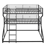Full XL over Twin XL over Queen Size Triple Bunk Bed with Long and Short Ladder,Black