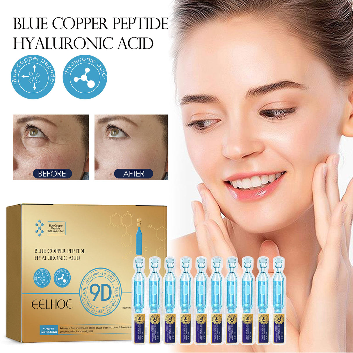 Blue Copper Peptide Hyaluronic Acid Essence Moisturizes Anti-Wrinkle, Even Skin Tone And Smooths Fine Lines And Tender Skin - V.I.P Digital Presence