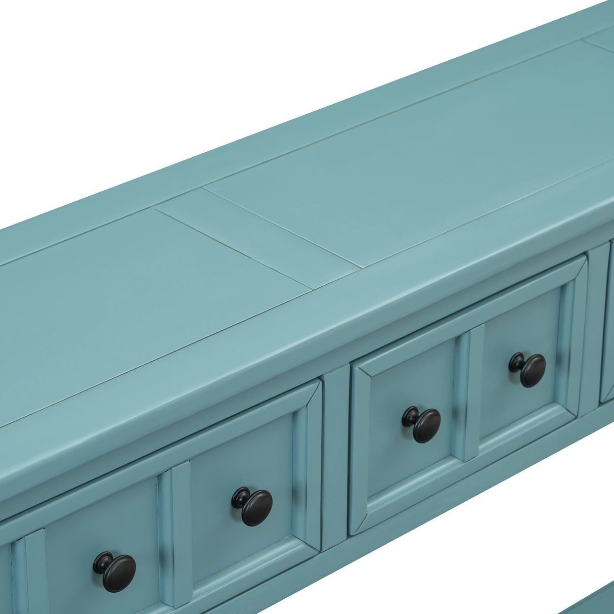 TREXM Rural Entrance Console Table 60 "Long Sofa Table with Two Different Size Drawers and Bottom Shelves for Storage (Turquoise