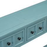 TREXM Rural Entrance Console Table 60 "Long Sofa Table with Two Different Size Drawers and Bottom Shelves for Storage (Turquoise