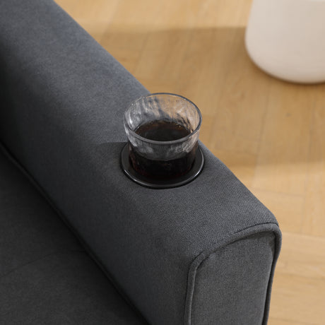 Three in one soft cushion cushion cushion sofa, folding mattress sofa bed, with side pockets and cup holder, dark gray - V.I.P Digital Presence