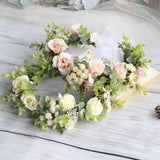 Forest style curled edge rose headband simulated starry sky flower wreath bride's wedding headpiece - V.I.P Digital Presence
