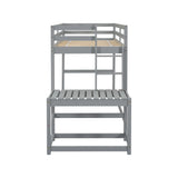 Twin High Loft Bed with Ladder landing Platform, Ladders, Guardrails,Grey
