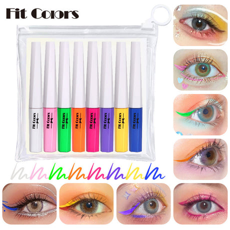 Fit Colors Fluorescent Color Liquid Eyeliner 8 Colors Waterproof Sweat-proof Quick-Drying Color Eyeliner Set - V.I.P Digital Presence