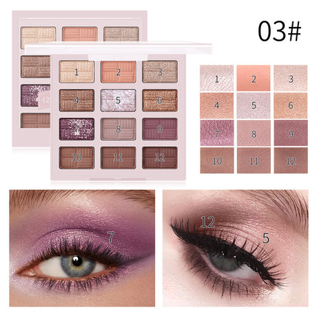 Romantic Beauty 12 Color Eye Shadow Multi Color Eye Brightening Lasting Modification Waterproof Pearl Eye Shadow Plate - V.I.P Digital Presence